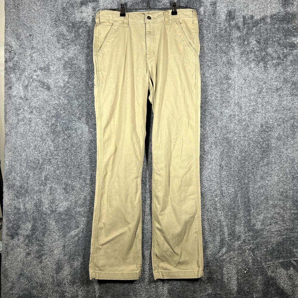 Carhartt Pants Mens 32x34 Beige Carpenter Relaxed Fit Canvas Workwear Pockets